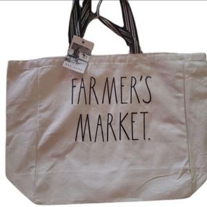 Rae Dunn FARMERS MARKET tote bag black and white